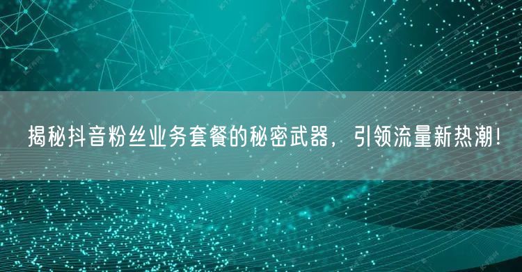 揭秘抖音粉丝业务套餐的秘密武器，引领流量新热潮！