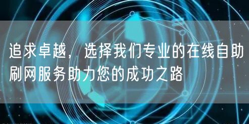 追求卓越，选择我们专业的在线自助刷网服务助力您的成功之路